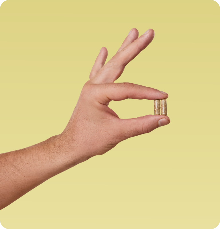 hand holding 2 capsules
