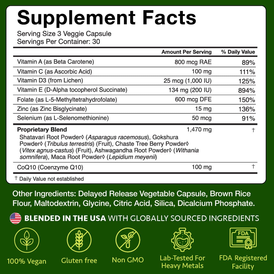 Nutrition facts label for a dietary supplement in green and white.