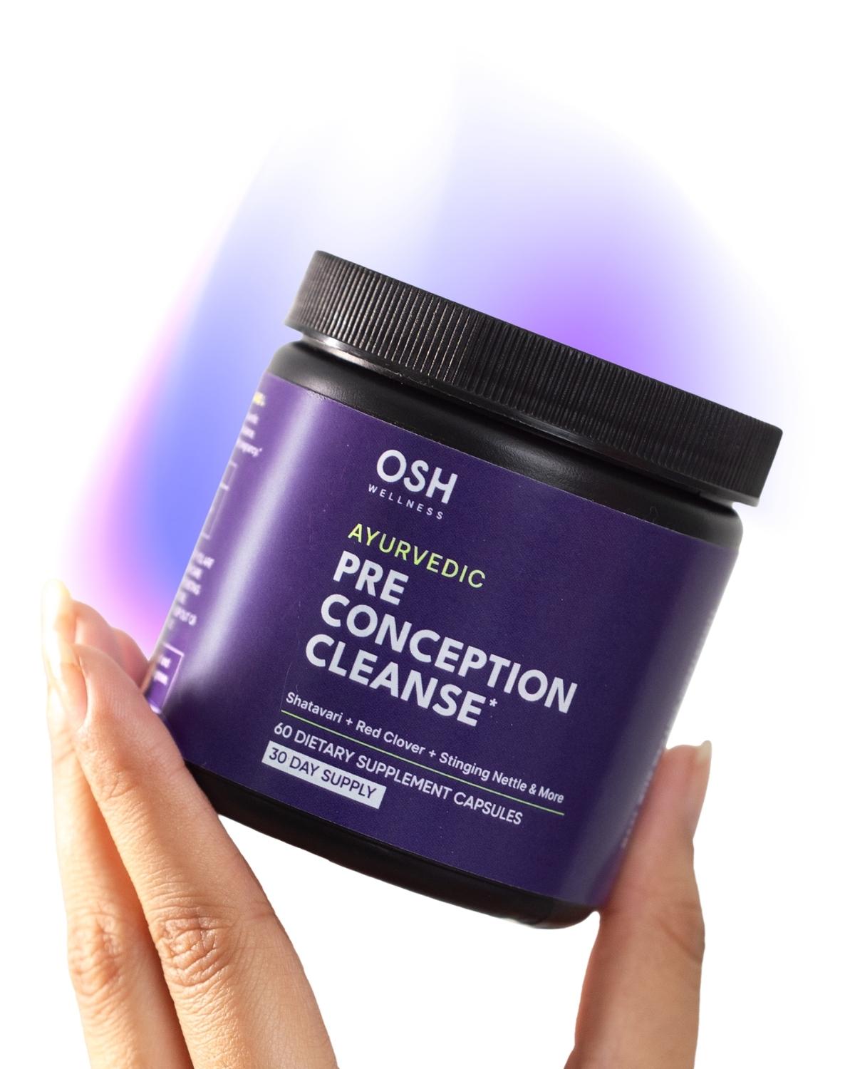 3 jars of Osh Wellness Cycle care in a studio shot
