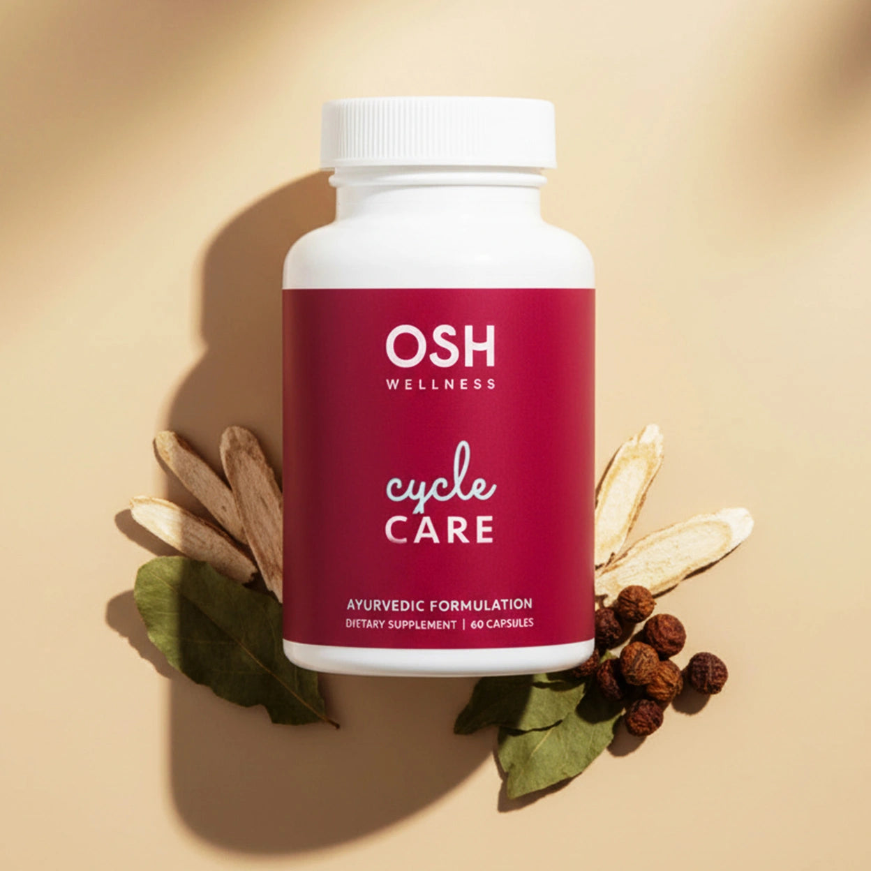 A capsule containing organic botanicals in it by Osh Wellness